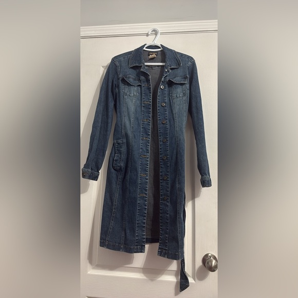 Jackets & Blazers - ARMOR JEANS  Women's Blue Denim Long Coat Medium